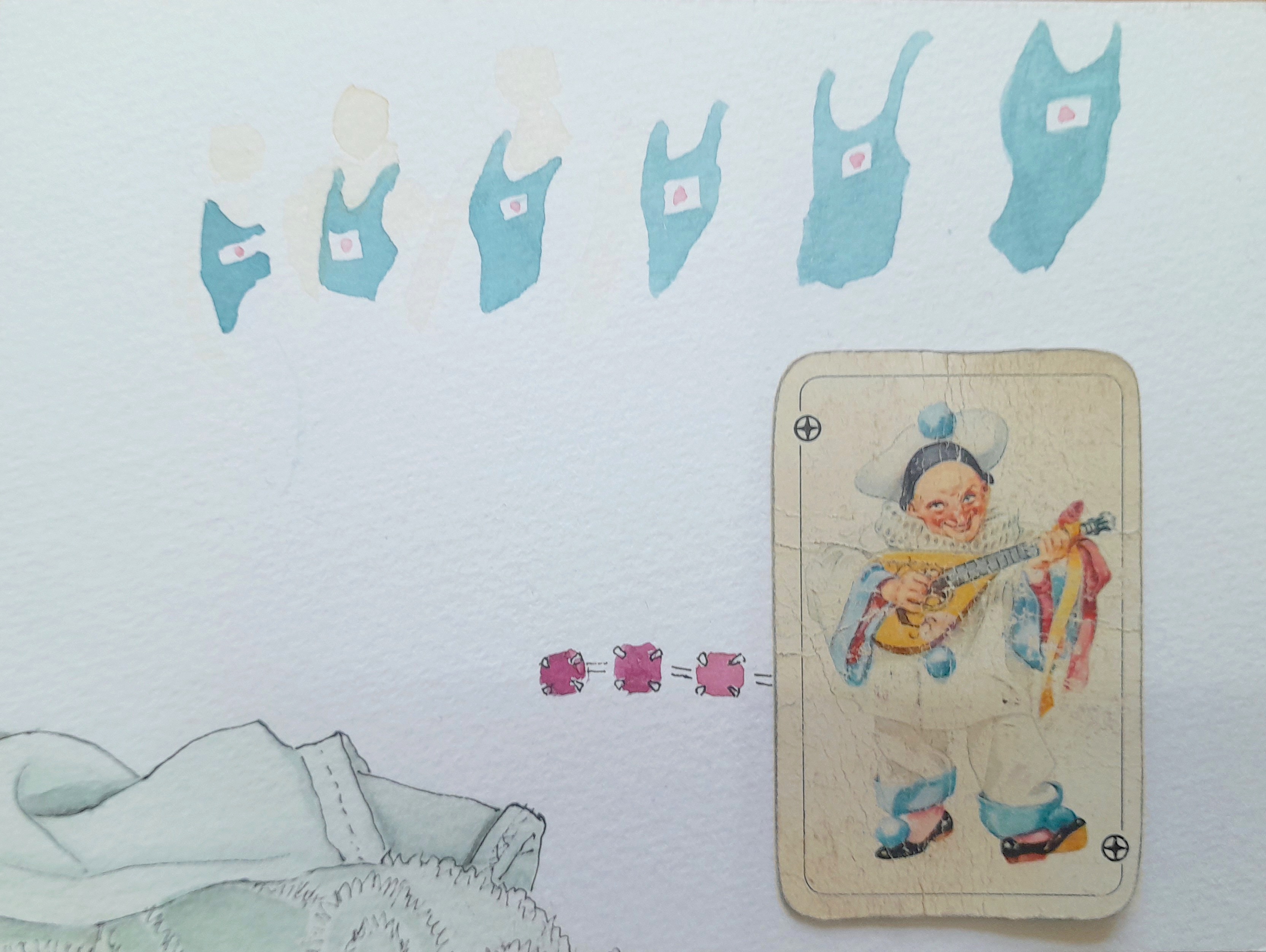 Misaki Kawabe, "Sprout 10," ink, watercolor and photo on paper, 11.5 x 15.0 cm, 2023