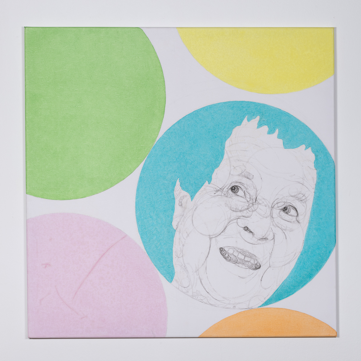 Misaki Kawabe, "Wa 1," Indian Ink, tea, oil on canvas, 80.0 x 80.0 cm, 2023