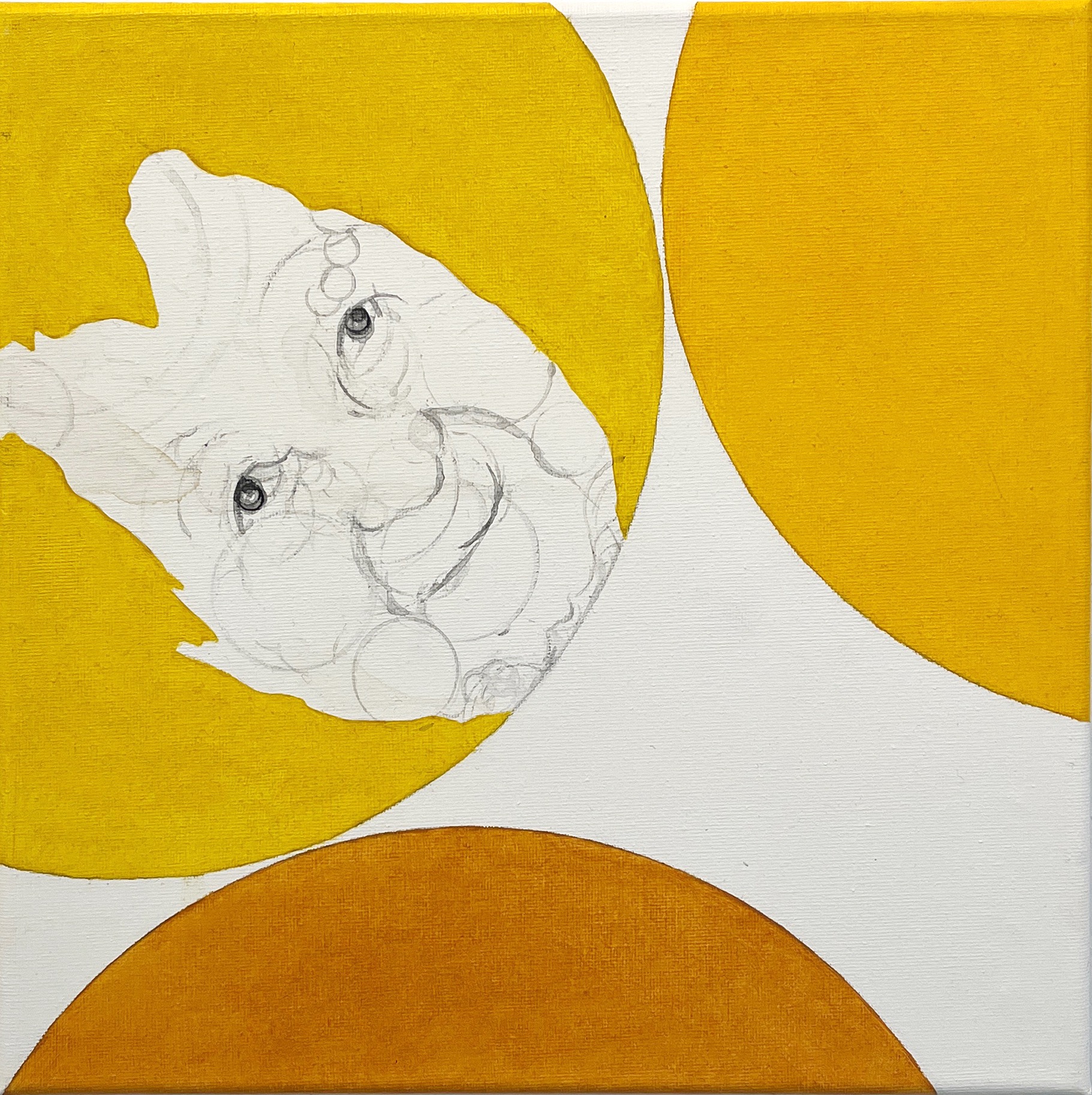 Misaki Kawabe, "Wa 8s," Indian Ink, tea, oil on canvas, 30.0 x 30.0 cm, 2024