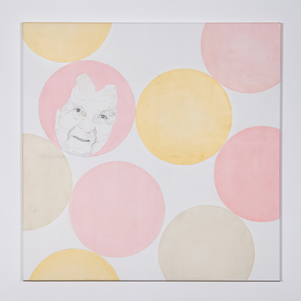 Misaki Kawabe, "Wa 3," Indian Ink, tea, oil on canvas, 80.0 x 80.0 cm, 2023