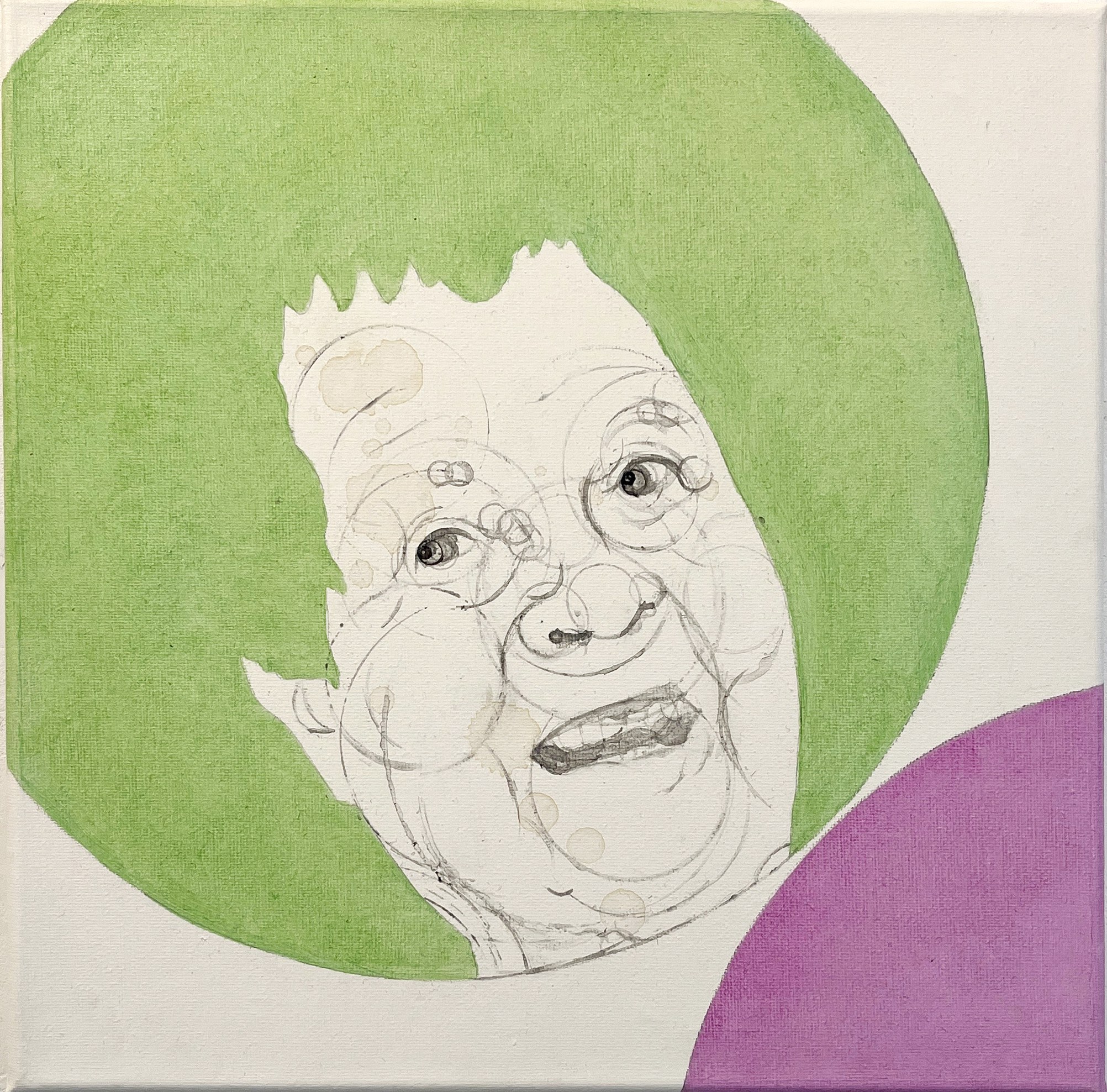 Misaki Kawabe, "Wa 1s," Indian Ink, tea, oil on canvas, 30.0 x 30.0 cm, 2024 L