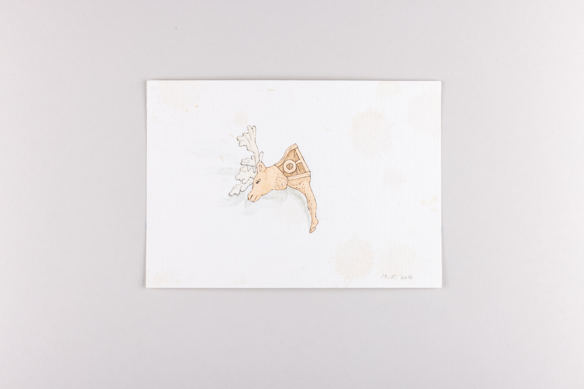 Misaki Kawabe, "Fukushima mon amour 1", ink, tea and watercolor on paper, 12.0 x 17.0 cm, 2016