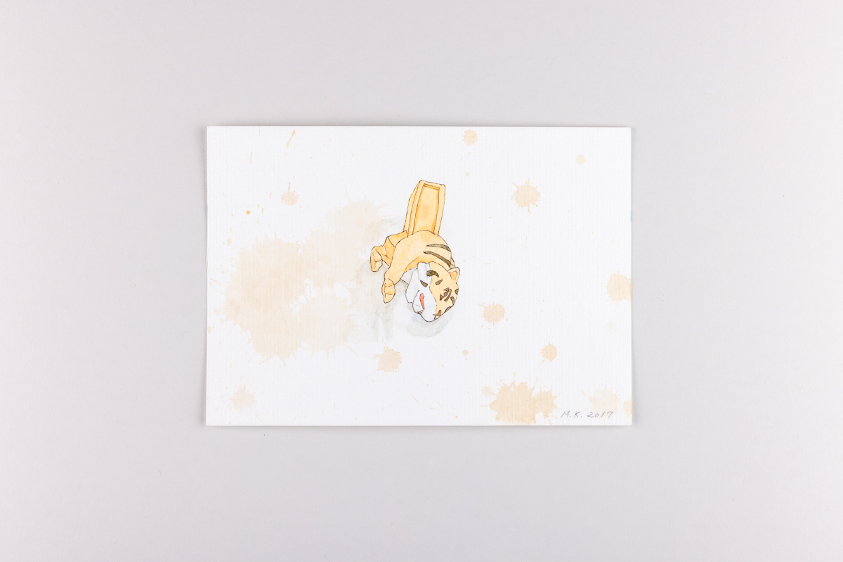 Misaki Kawabe, "Fukushima mon amour 10", ink, tea and watercolor on paper, 12.0 x 17.0 cm, 2017