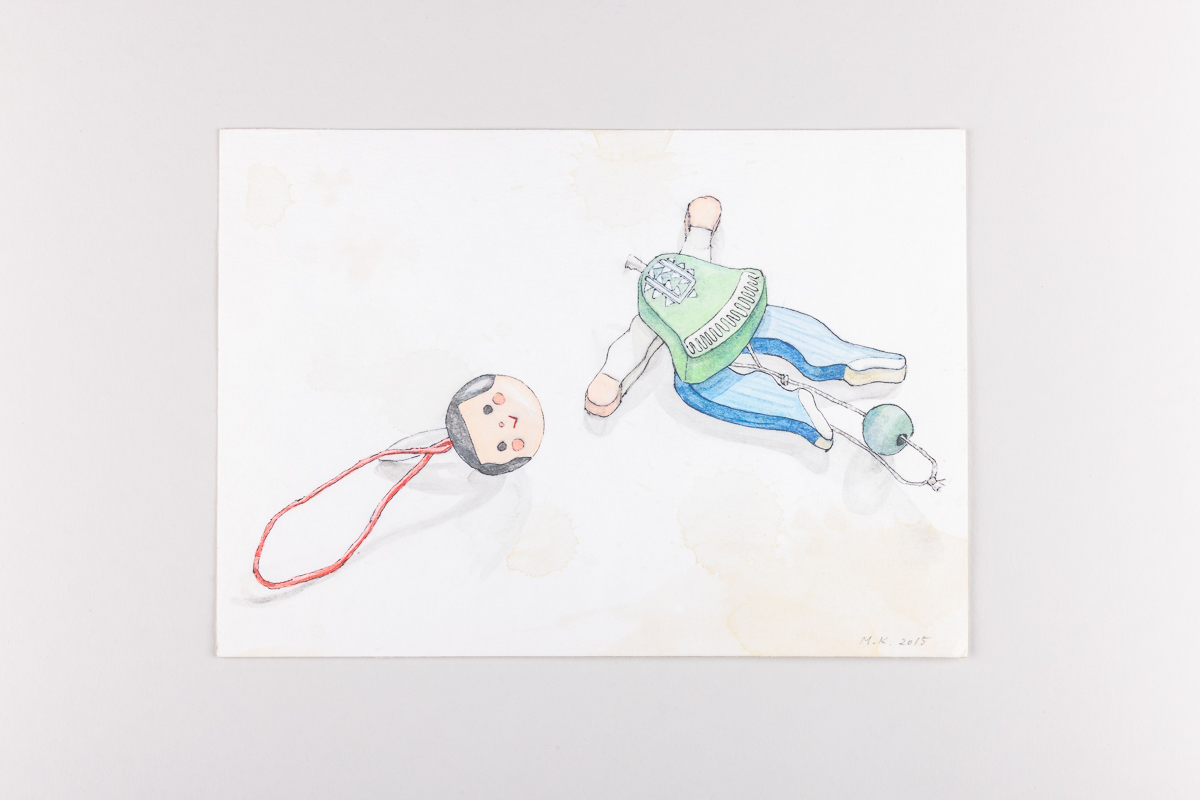 Misaki Kawabe, "Fukushima mon amour 16", ink, tea and watercolor on paper, 14.8 x 21.0 cm, 2015