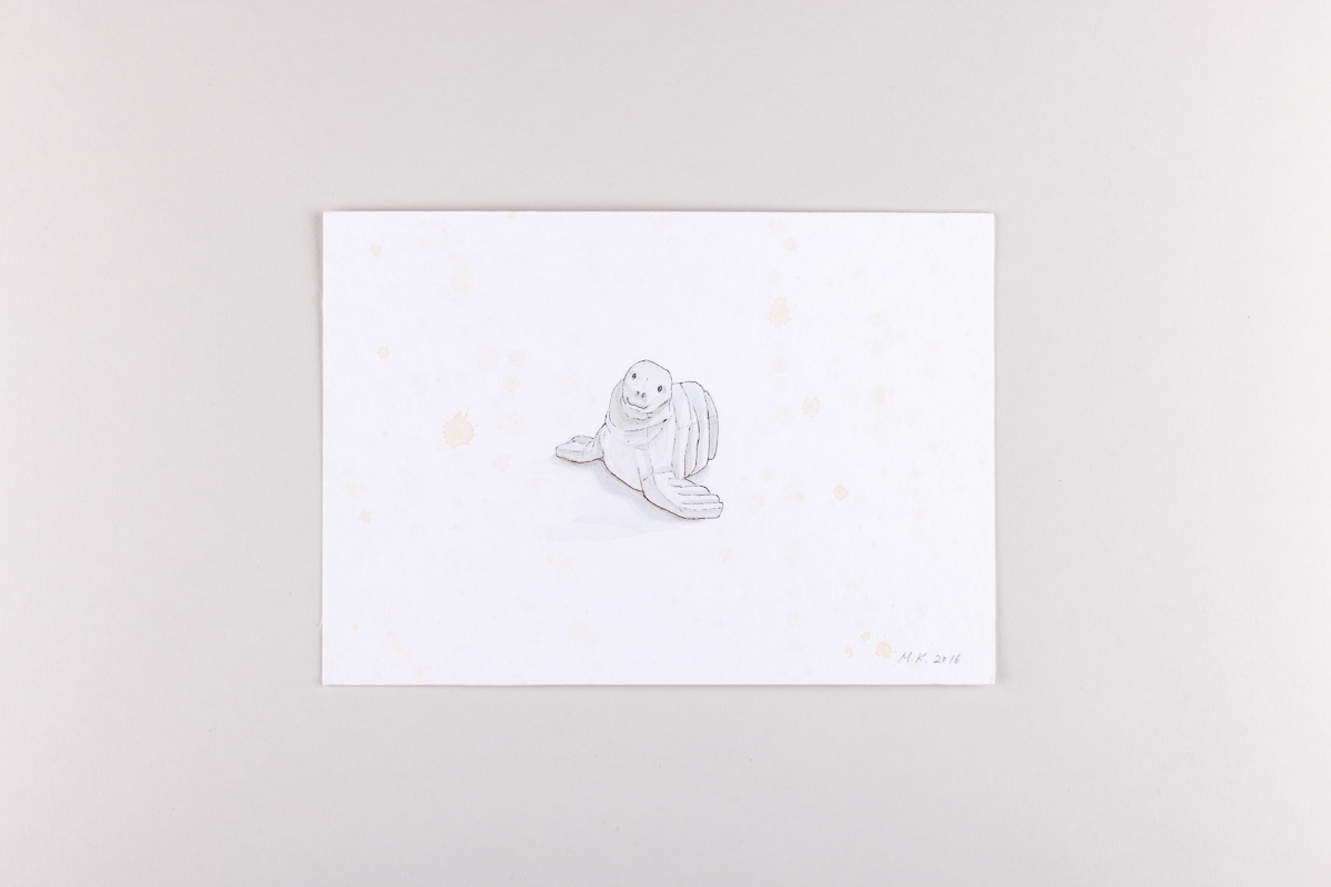 Misaki Kawabe, "Fukushima mon amour 2", ink, tea and watercolor on paper, 12.0 x 17.0 cm, 2016