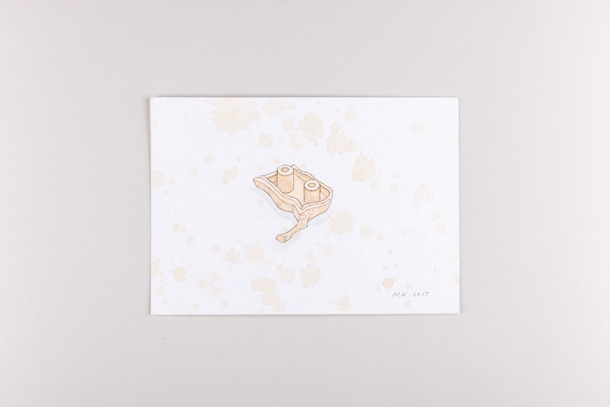 Misaki Kawabe, "Fukushima mon amour 3", ink, tea and watercolor on paper, 12.0 x 17.0 cm, 2017