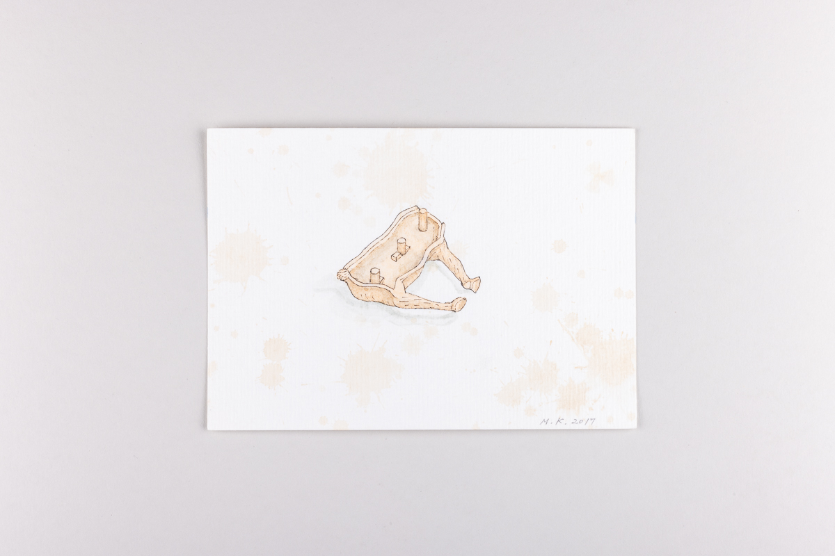 Misaki Kawabe, "Fukushima mon amour 5", ink, tea and watercolor on paper, 12.0 x 17.0 cm, 2017