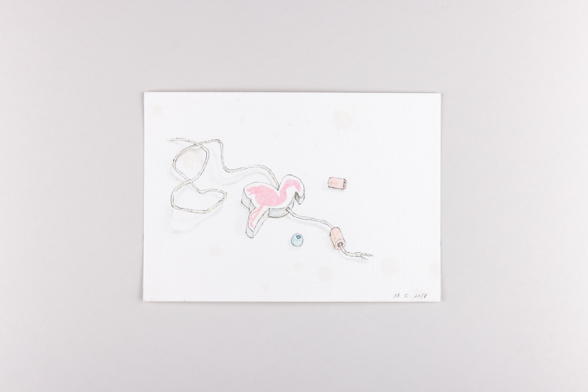 Misaki Kawabe, "Fukushima mon amour 7", ink, tea and watercolor on paper, 12.0 x 17.0 cm, 2018