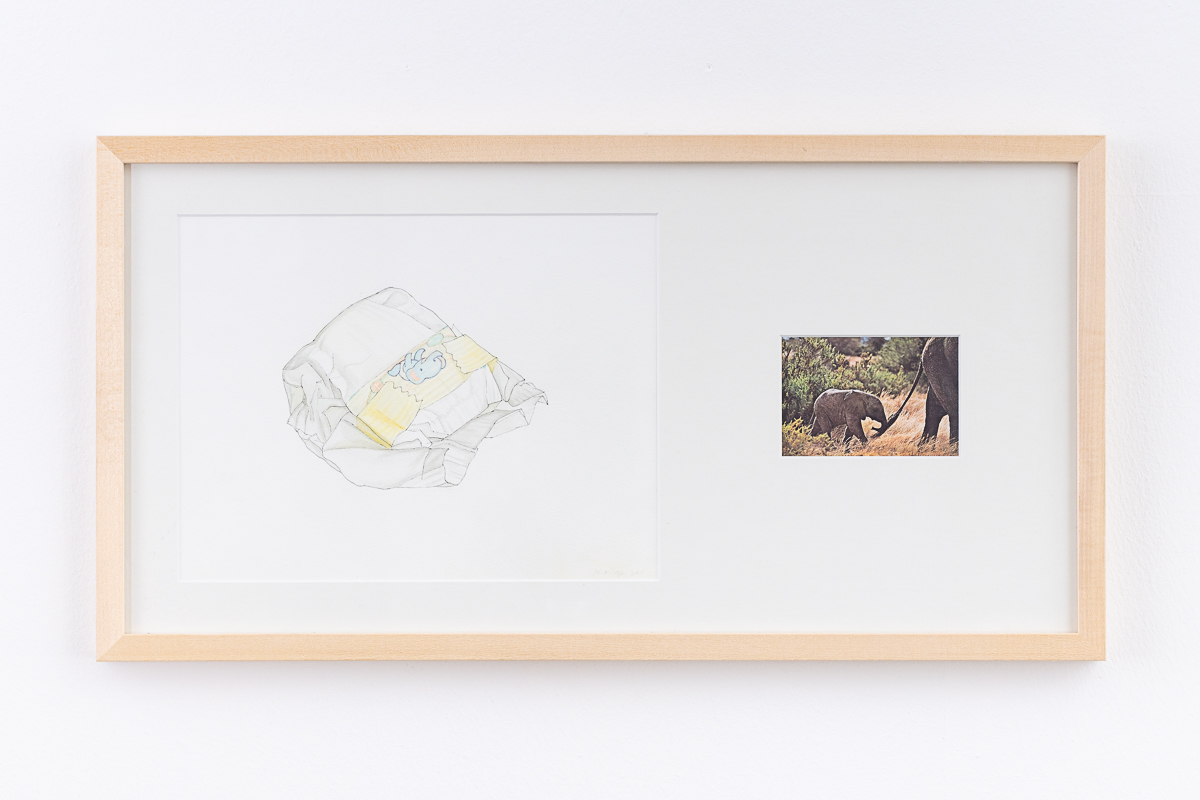 Misaki Kawabe, "Babypause a," ink, watercolor and photo on paper, 32.5 x 63.0 cm, 2012