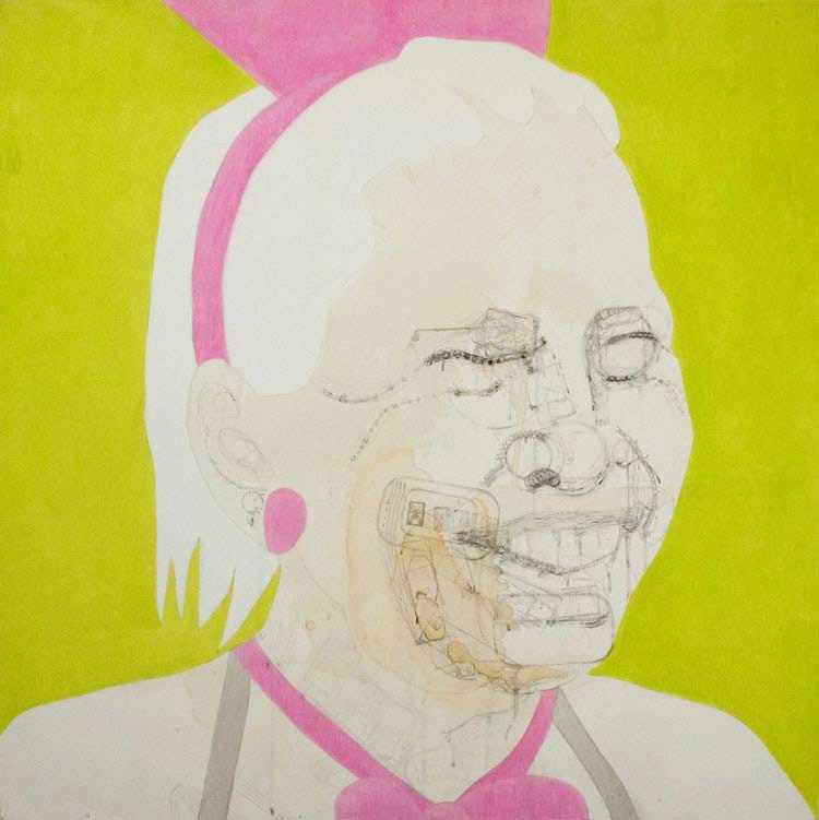 Misaki Kawabe, "Bunny," india ink, tea and oil on canvas, 122.0 x 122.0 cm, 2005