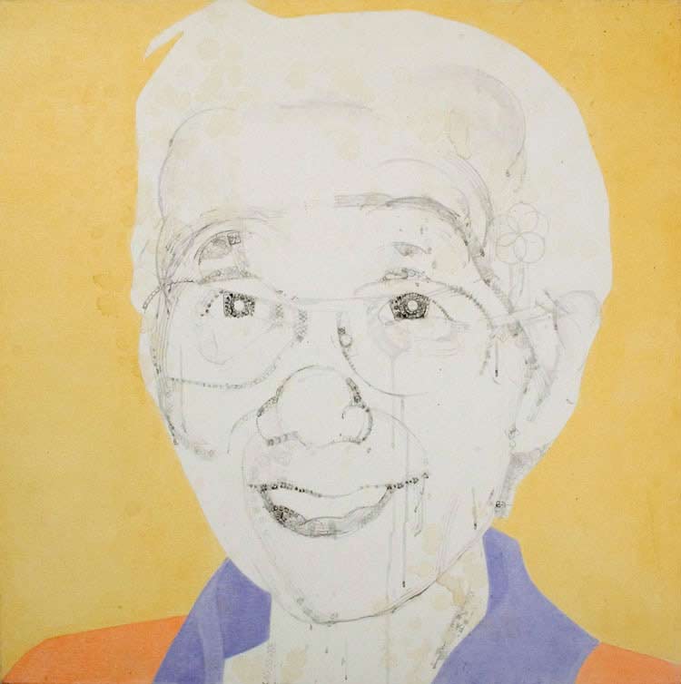 Misaki Kawabe, "Yukiko," india ink, tea and oil on canvas, 122.0 x 122.0 cm, 2005
