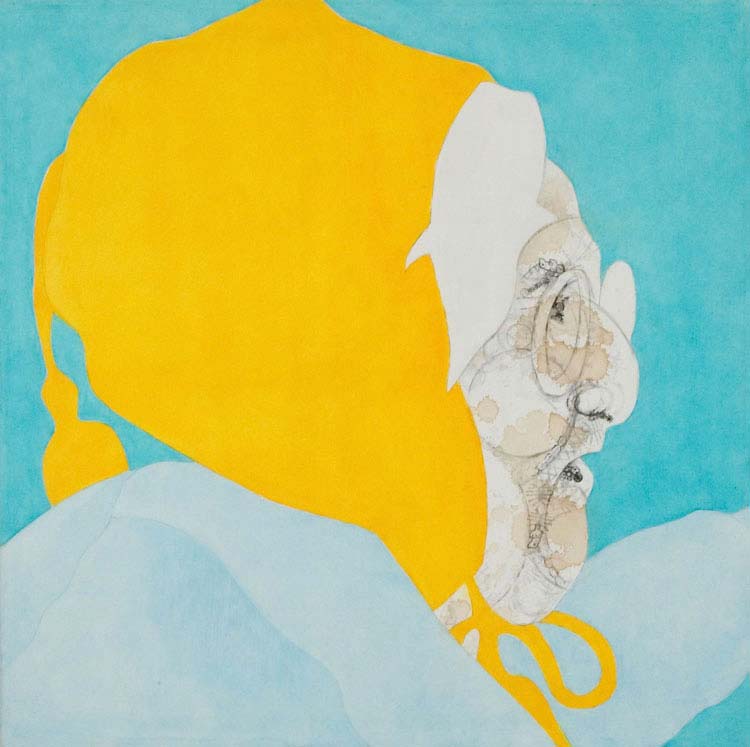 Misaki Kawabe, "Lila," india ink, tea and oil on canvas, 61.0 x 61.0 cm, 2005