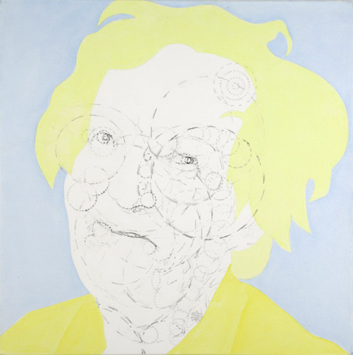 Misaki Kawabe, "Power rangers 1," india ink,and oil on canvas, 61.0 x 61.0 cm, 2007