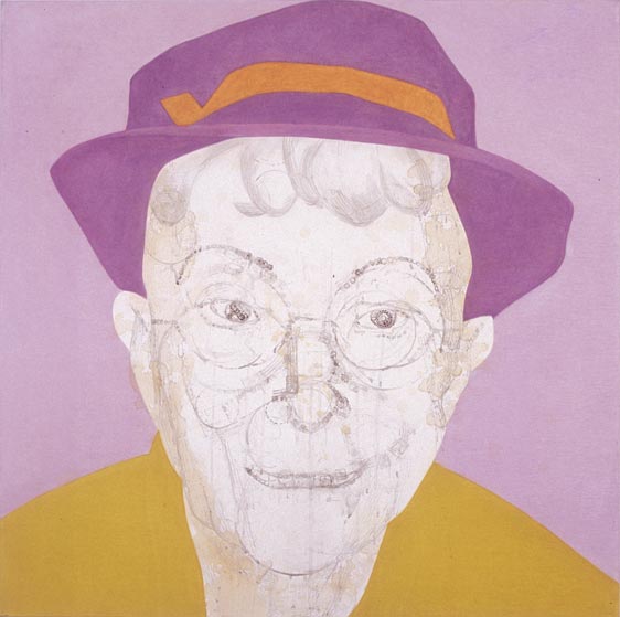 Misaki Kawabe, "Nancy," india ink, tea and oil on canvas, 122.0 x 122.0 cm, 2005
