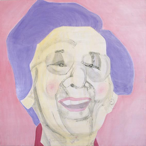 Misaki Kawabe, "Yukiko," india ink, tea and oil on canvas, 137.0 x 137.0 cm, 2005