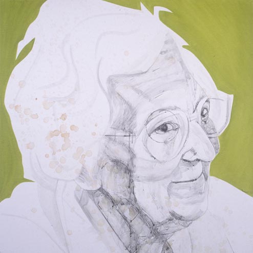 Misaki Kawabe, "Lila," india ink, tea and oil on canvas, 122.0 x 122.0 cm, 2004